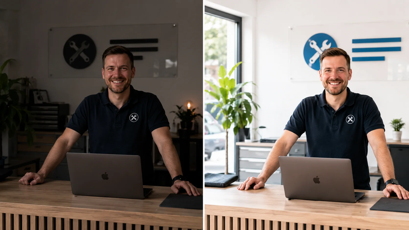 Vorher-Nachher-Vergleich: Bildbearbeitung und Optimierung für professionelle Website-Fotos