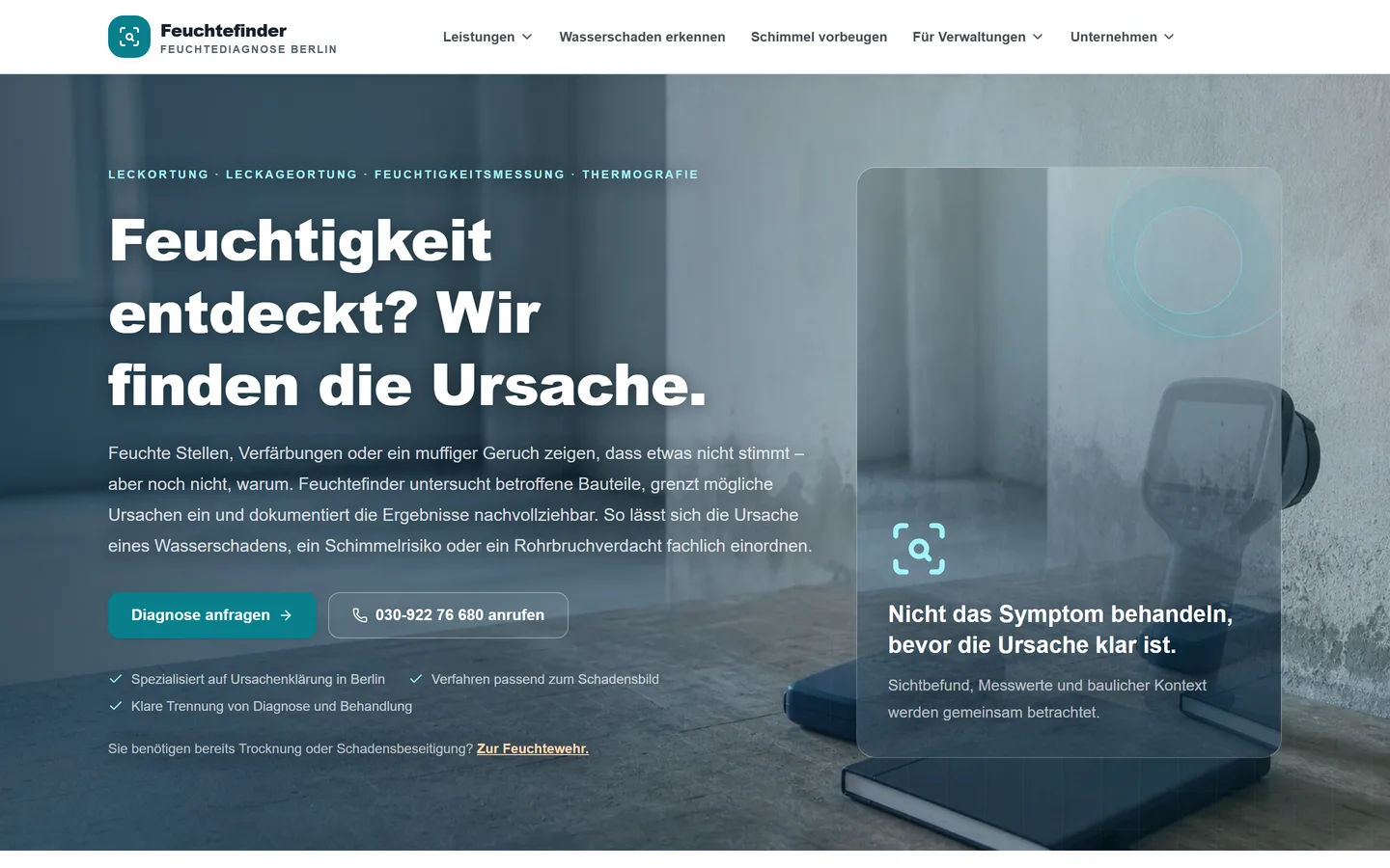 feuchtefinder.de als Website-Referenz