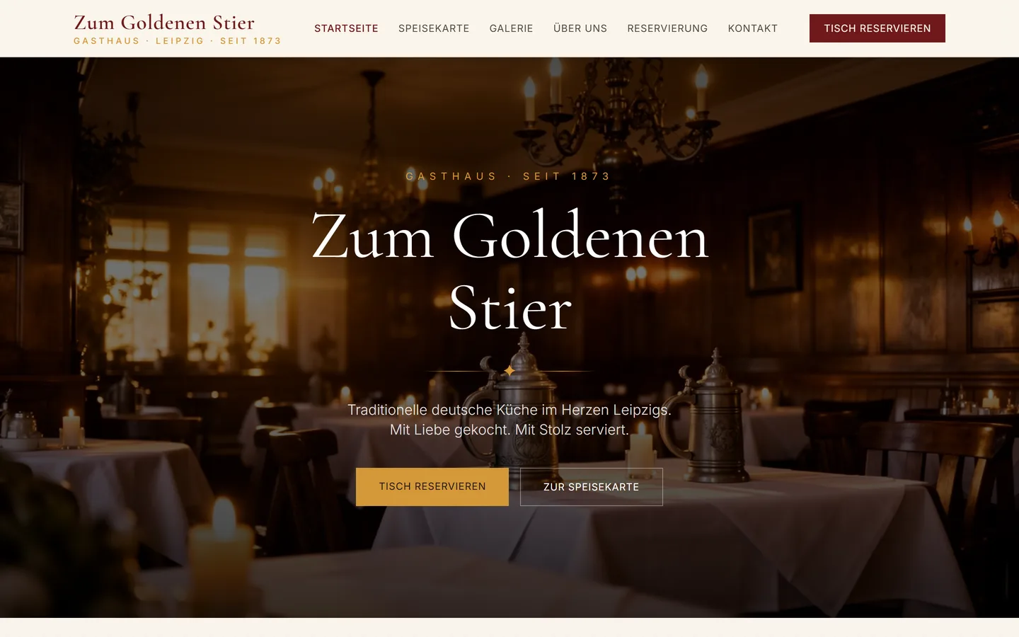 Vorschau der Restaurant-Modellseite Goldener Stier als unverbindliches Orientierungsbeispiel